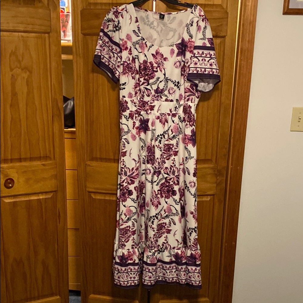 SHEIN Purple Pink short Sleeve Maxi Sundress